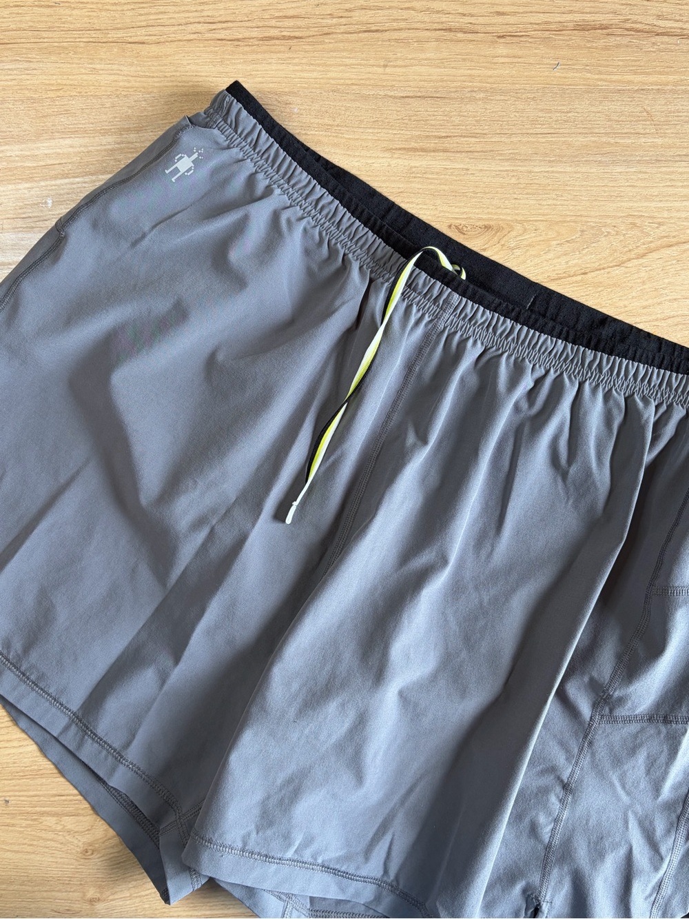 Smartwool Men's Grey Merino Wool Blend Athletic Shorts XL Neon Drawstring